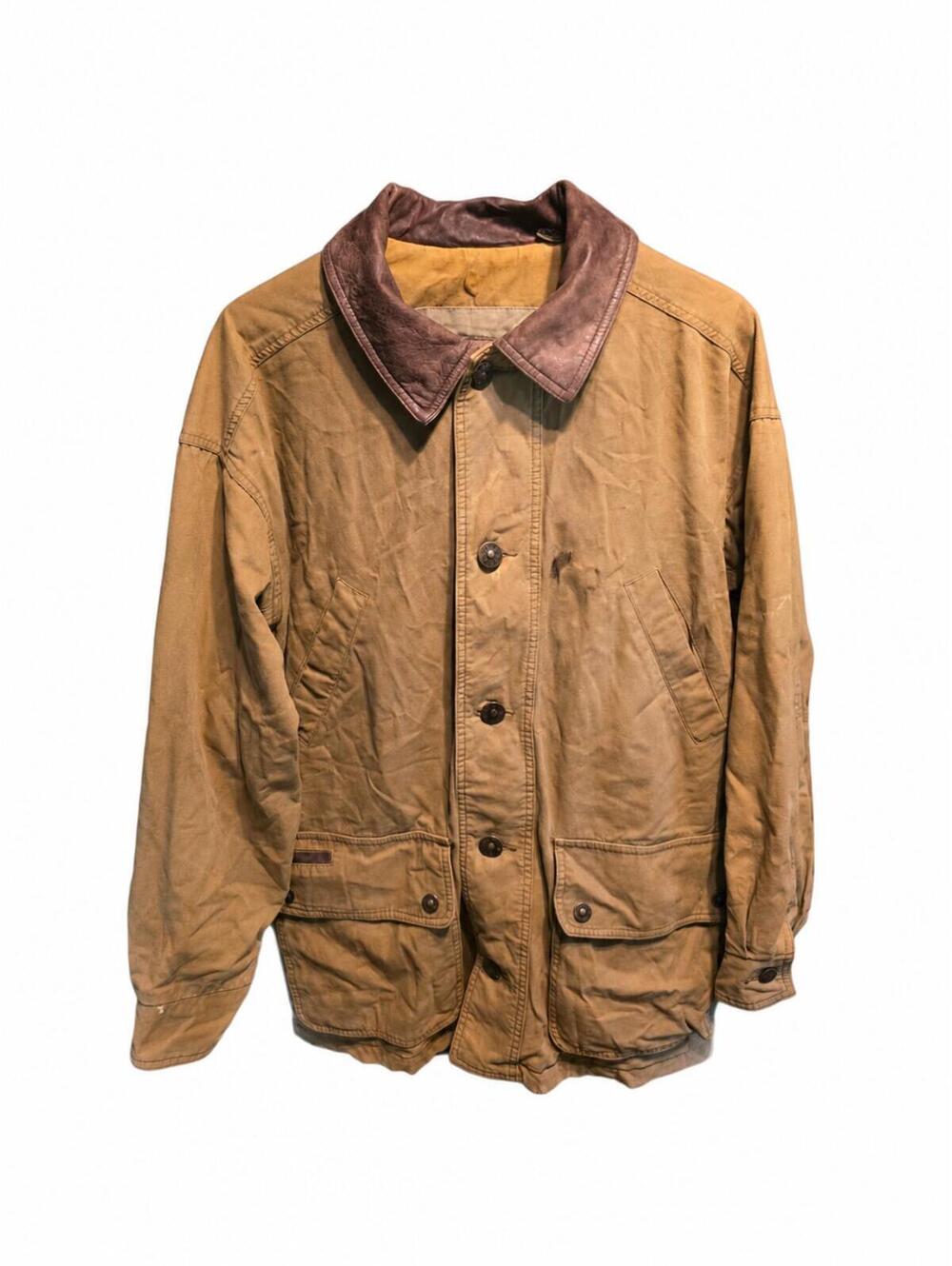 Thrashed Timberland Barn Coat vintage 100% cotton and leather skater grunge
